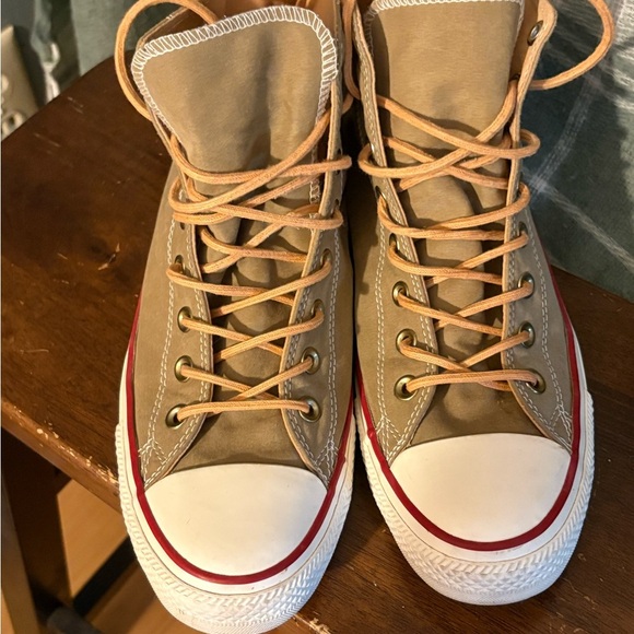 Converse khaki peached canvas all star high tops men’s 9.5 - Picture 3 of 8